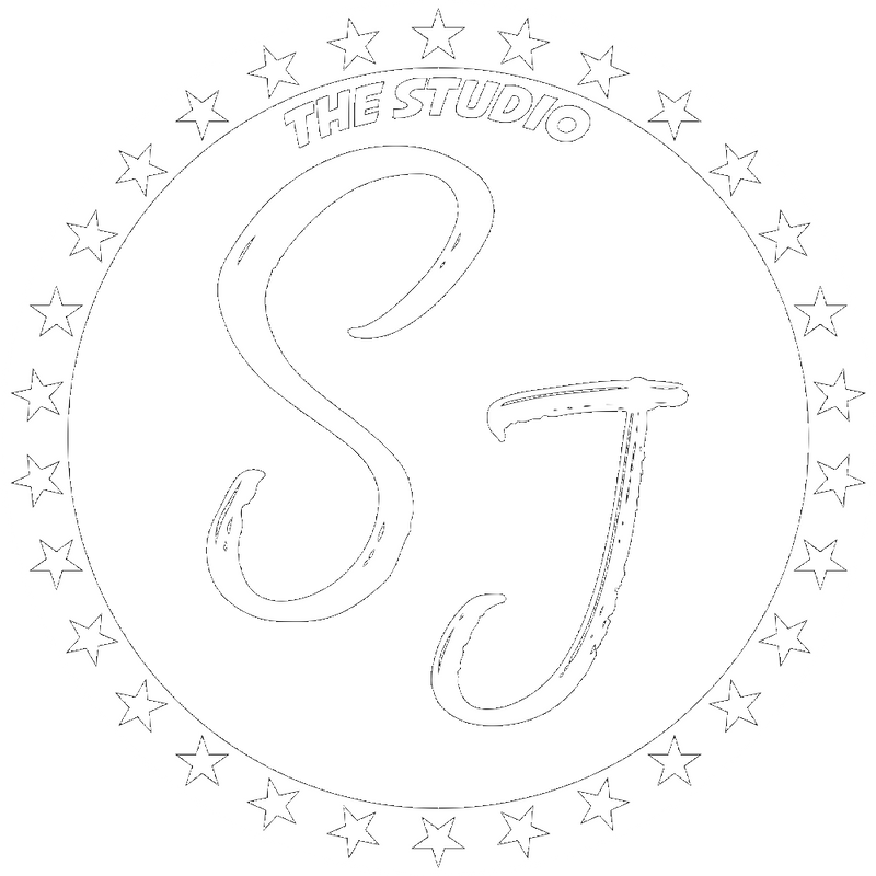 The Studio SJ logo in white — clean, minimalist boudoir photography branding for The Studio SJ in Wisconsin.